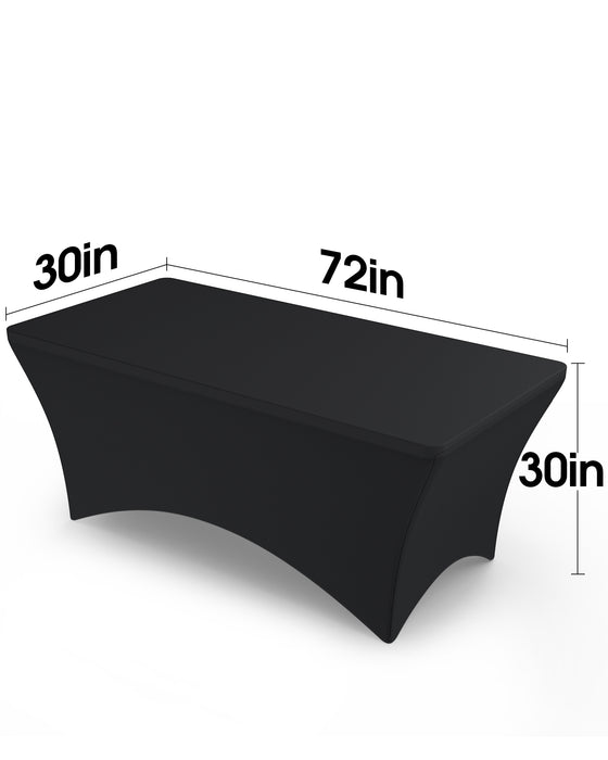 Pureegg Spandex Tablecloth 6ft - 2 Pack, Fitted and Tight Table Cloth for Rectangle Table, Wrinkle-Free and Stretch Table Cover for Party, Wedding, Black, 72 x 30 x 30 Inch