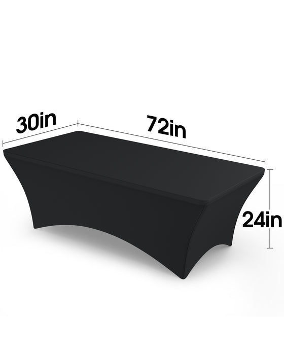 Pureegg Spandex Tablecloth 6ft - 2 Pack, Fitted and Tight Table Cloth for Rectangle Table, Wrinkle-Free and Stretch Table Cover for Party, Wedding, Black, 72 x 30 x 24 Inch