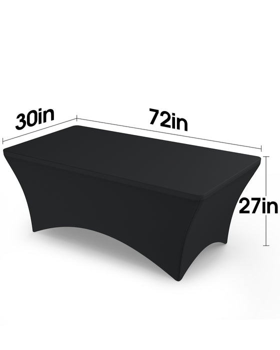 Pureegg Spandex Tablecloth 6ft - 2 Pack, Fitted and Tight Table Cloth for Rectangle Table, Wrinkle-Free and Stretch Table Cover for Party, Wedding, Black, 72 x 30 x 27 Inch