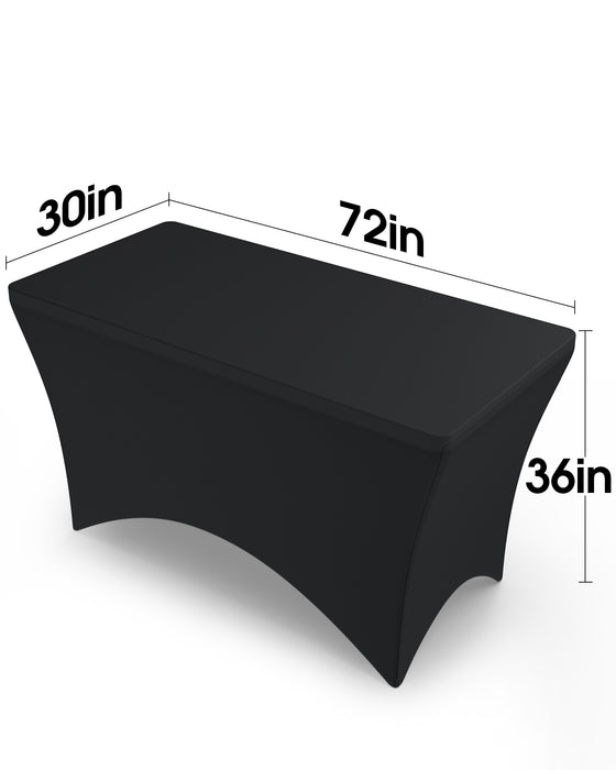 Pureegg Spandex Tablecloth 6ft - 2 Pack, Fitted and Tight Table Cloth for Rectangle Table, Wrinkle-Free and Stretch Table Cover for Party, Wedding, Black, 72 x 30 x 36 Inch