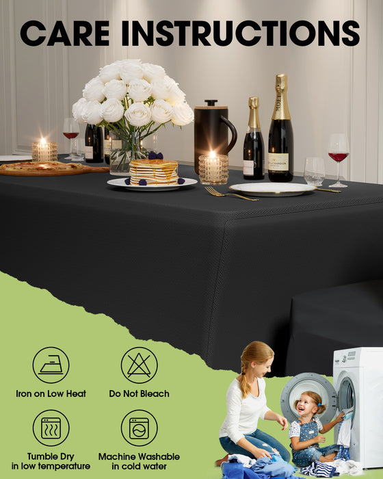 Pureegg Spandex Tablecloth 6ft - 2 Pack, Fitted and Tight Table Cloth for Rectangle Table, Wrinkle-Free and Stretch Table Cover for Party, Wedding, Black, 72 x 30 x 30 Inch